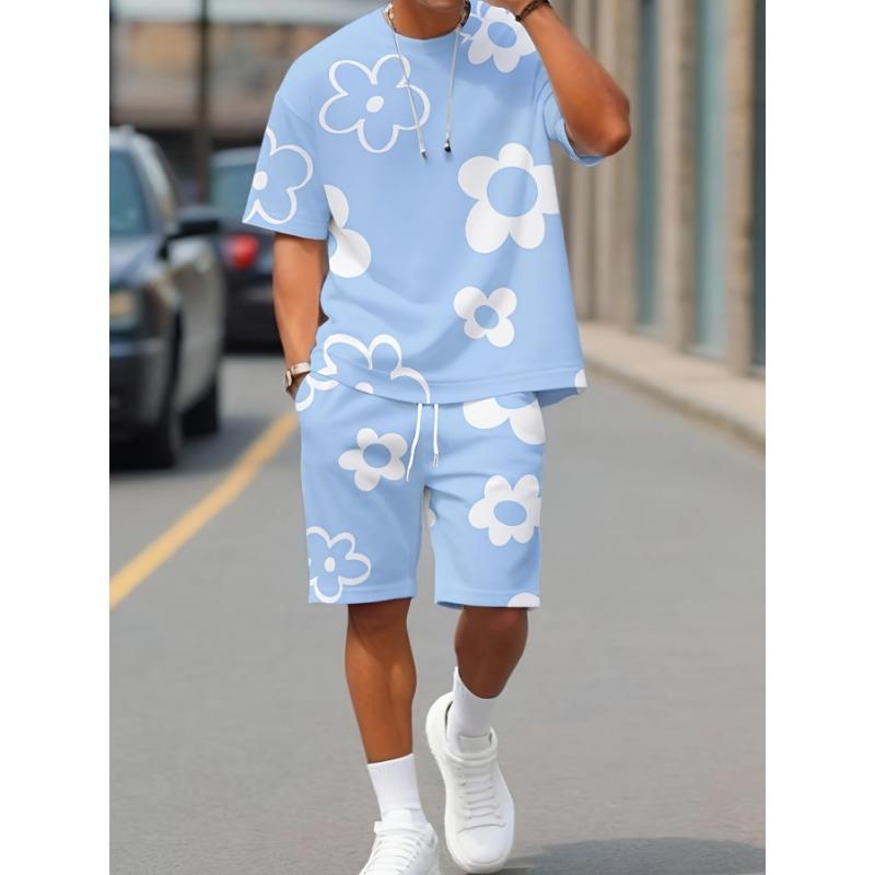 2026 Summer Men's Black White Flower Comfortable Breathable