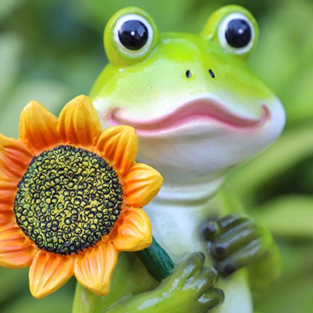 Resin Animal Sculpture Creative Miniatures Figurine Micro Landscape Frog Statue Lawn