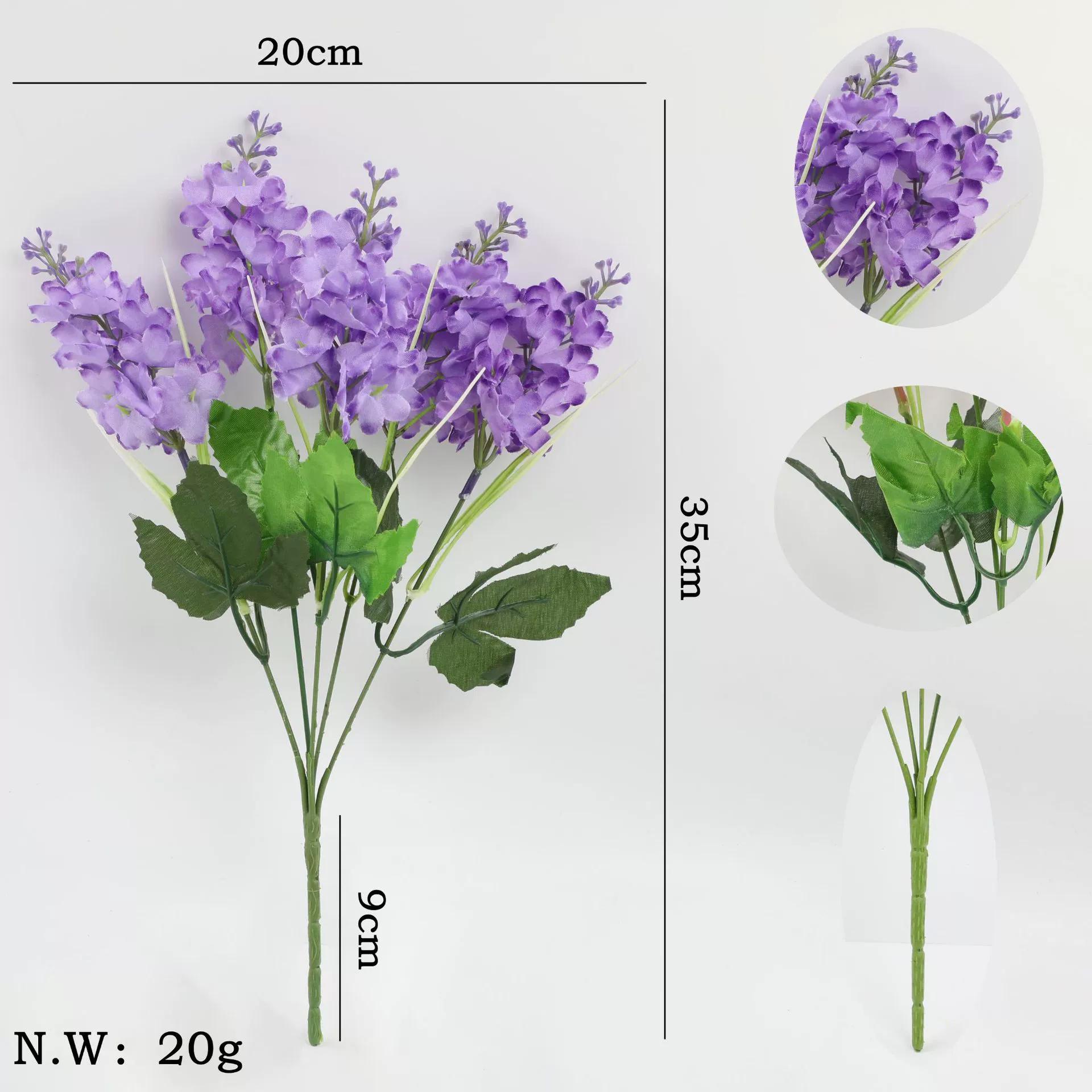 

Simulation 5 Fork Hyacinth Lavender Fake Flower Home Restaurant Ornaments Flower Wedding Route Flower Outdoor Photography Props світло-фіолетового кольору