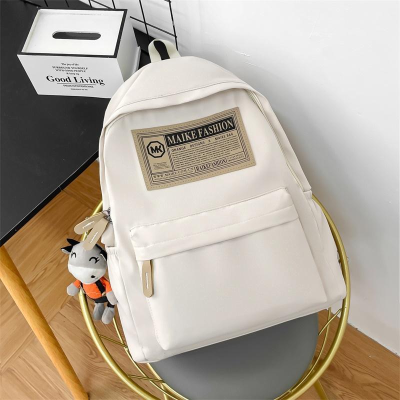 

Женская школьная сумка, водонепроницаемый школьный рюкзак большой емкости, гладкая молния, однотонный повседневный рюкзак для девочек-подростков, студенческая поставка бежевый