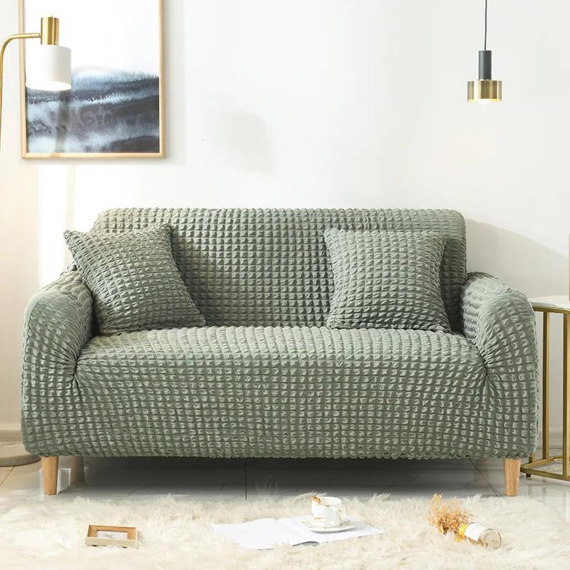 Elastic Sofa Covers for Living Room Geometric ArmChair Knitted Corn Grid Fabric Sofa Slipcovers Chair Protector Home Decor