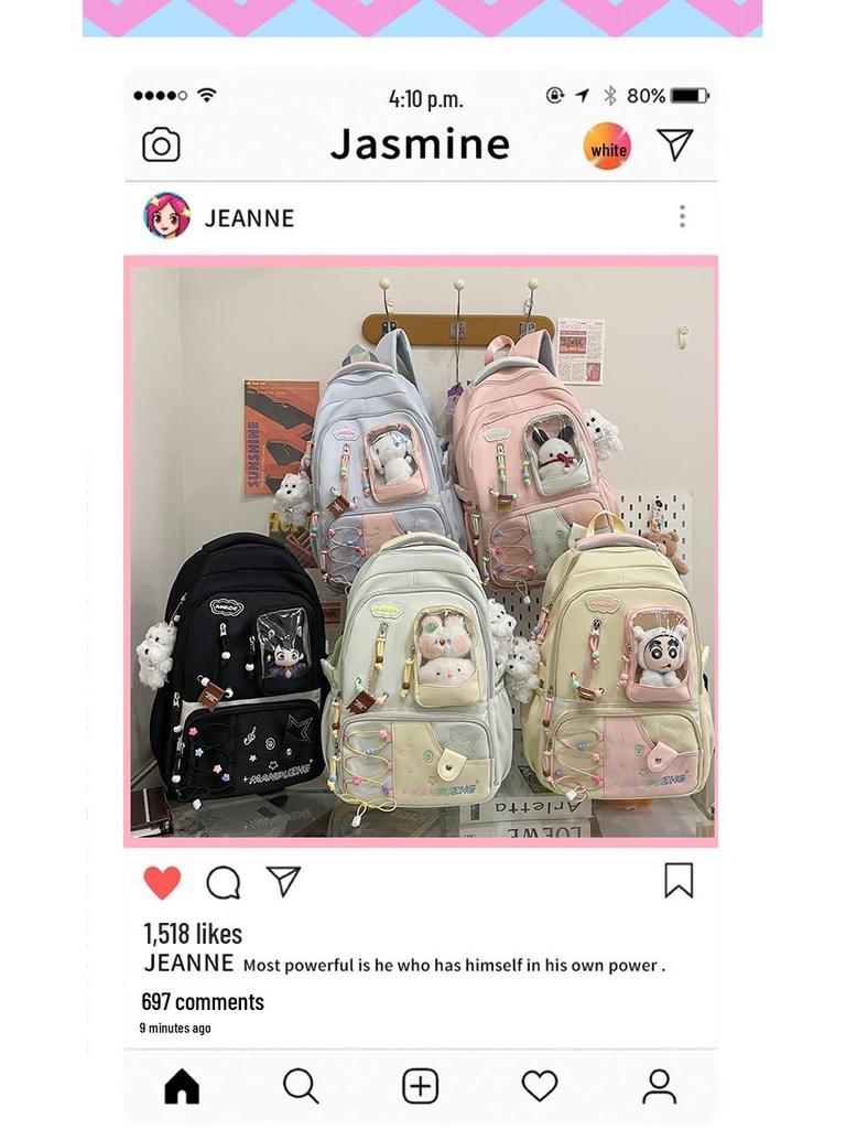 2025 Wear-Resistant Large Capacity Transparent Ita Backpack for Middle School Girls