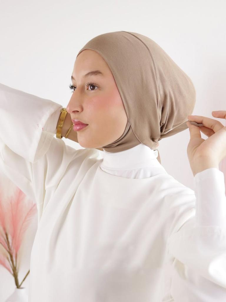 Muslim Women Instant Hijab With Straps Bonnet Soft Jersey Modal Tie Back Undercap Inner Cap Solid Stretch Turban Headband Eid