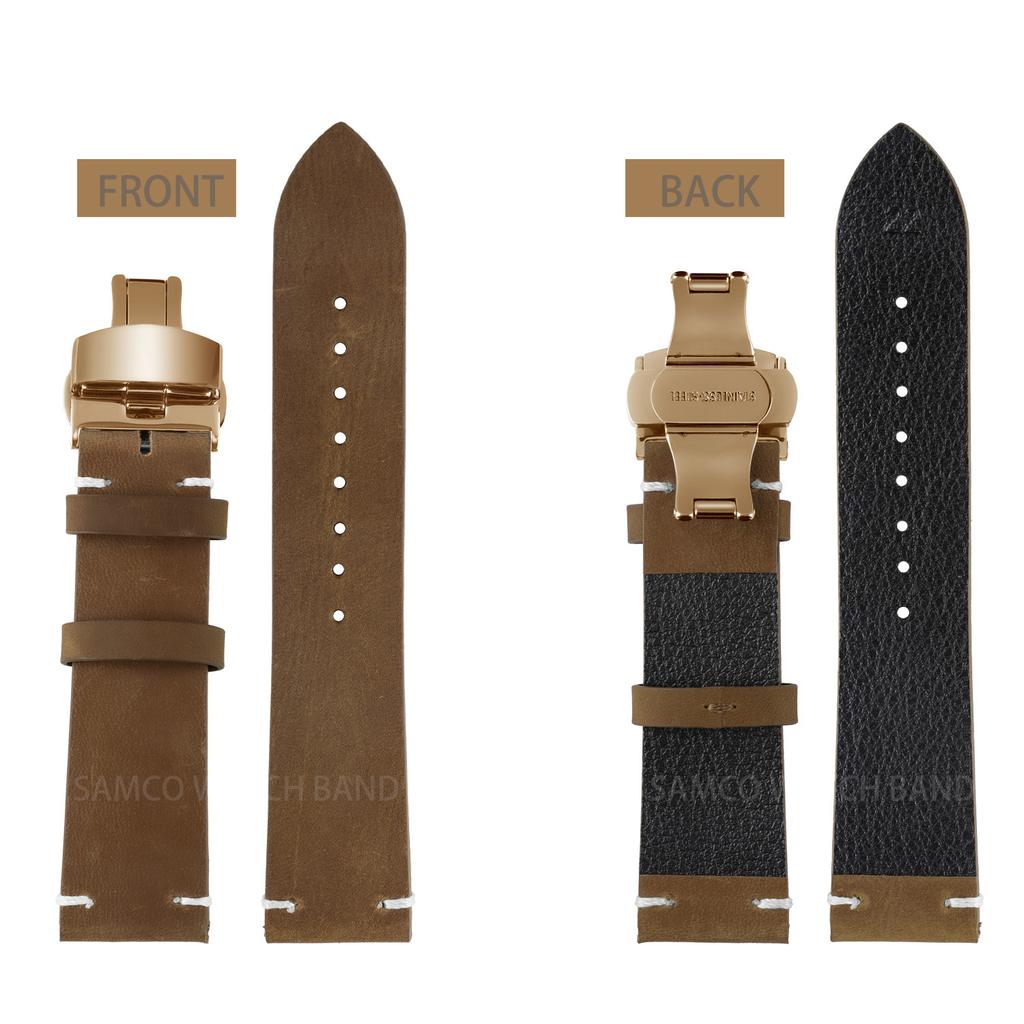 Genuine Leather Watch Bands , Vintage Top Grain Leather Watch Straps 18mm, 19mm, 20mm, 21mm, 22mm, 24mm for Seiko Citizen Orient