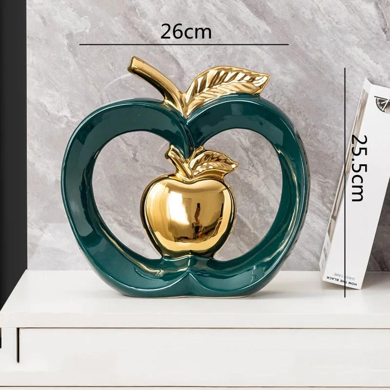 Ceramic Crafts Golden Apple Hollow Out Key Console Desktop Storage Organization Furnishings Ceramic Decorations Accessories