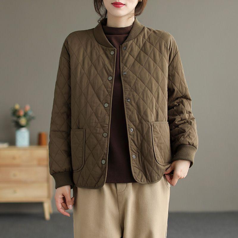 Women's Quilted Light Cotton Jacket - Autumn/Winter 2025, Short Solid Color Outerwear