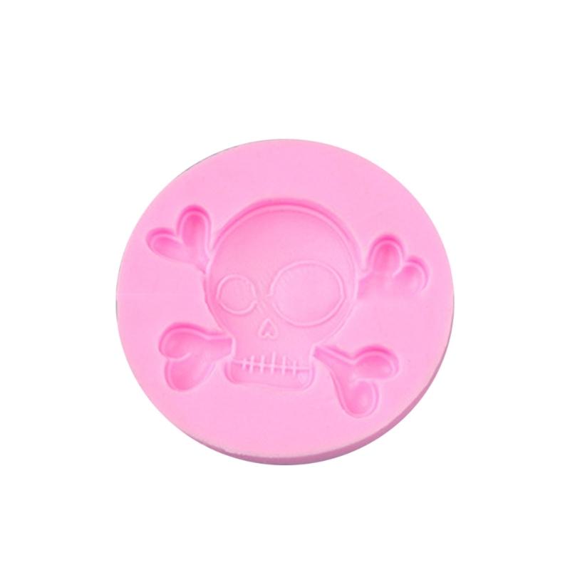 Chocolate Skull Baking Mold Halloween Skeletons Head Fondant Mold For Cake Decorating Cupcake Toppers Candy Baking Mold 1 розовый