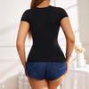2Pcs Womens Stretchy Soft Fashion Casual Basic Tees Tops Crew Neck Slim Fit Tight T Shirts Summer Outfits Clothes Workout Top