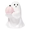Halloween Ghost Figurine Cute Small Ghost Holding Bat/Pink Pumpkin Statue Resin Tabletop Ornament for Bookshelf Bedroom Home Decor