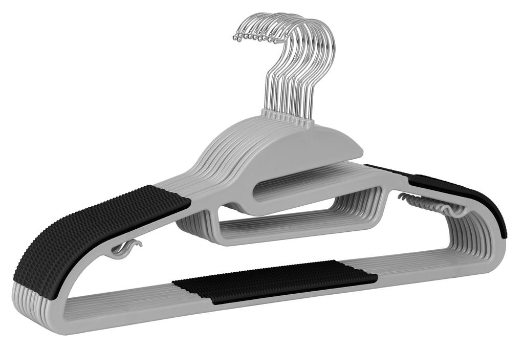 Flexi Hanger, Set Of 10, Gray-Black