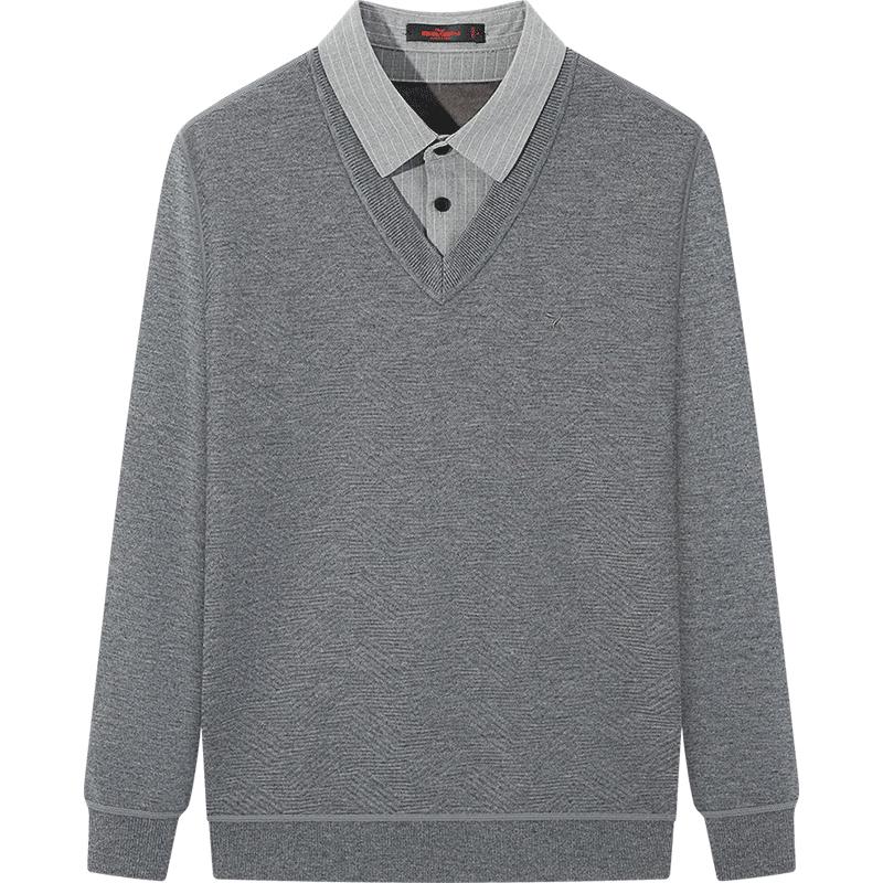 Qipai Men's Fleece-Lined Wool Blend Pullover Sweater