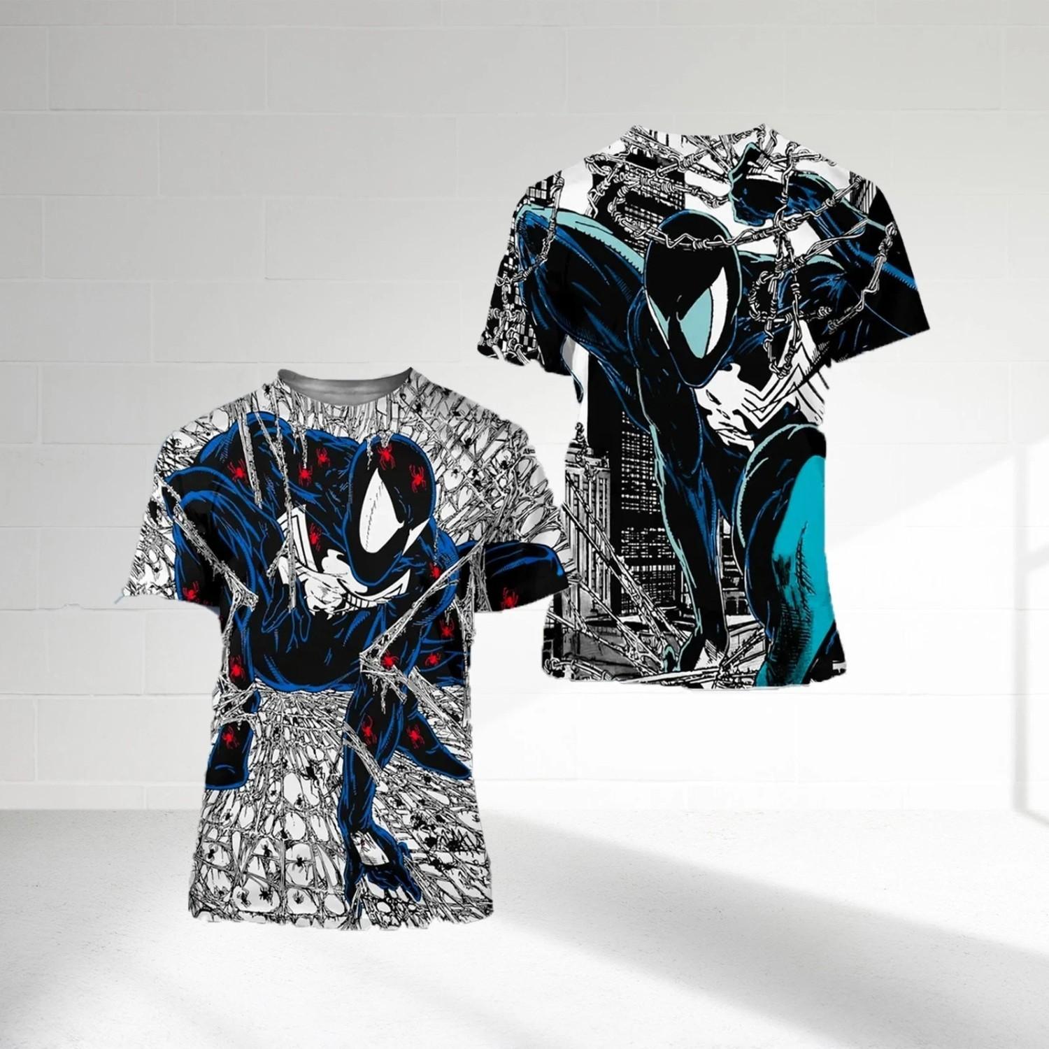 Spiderman Symbiote Superhero Villain Venom Spiderman Tshirt 3D Printed L
