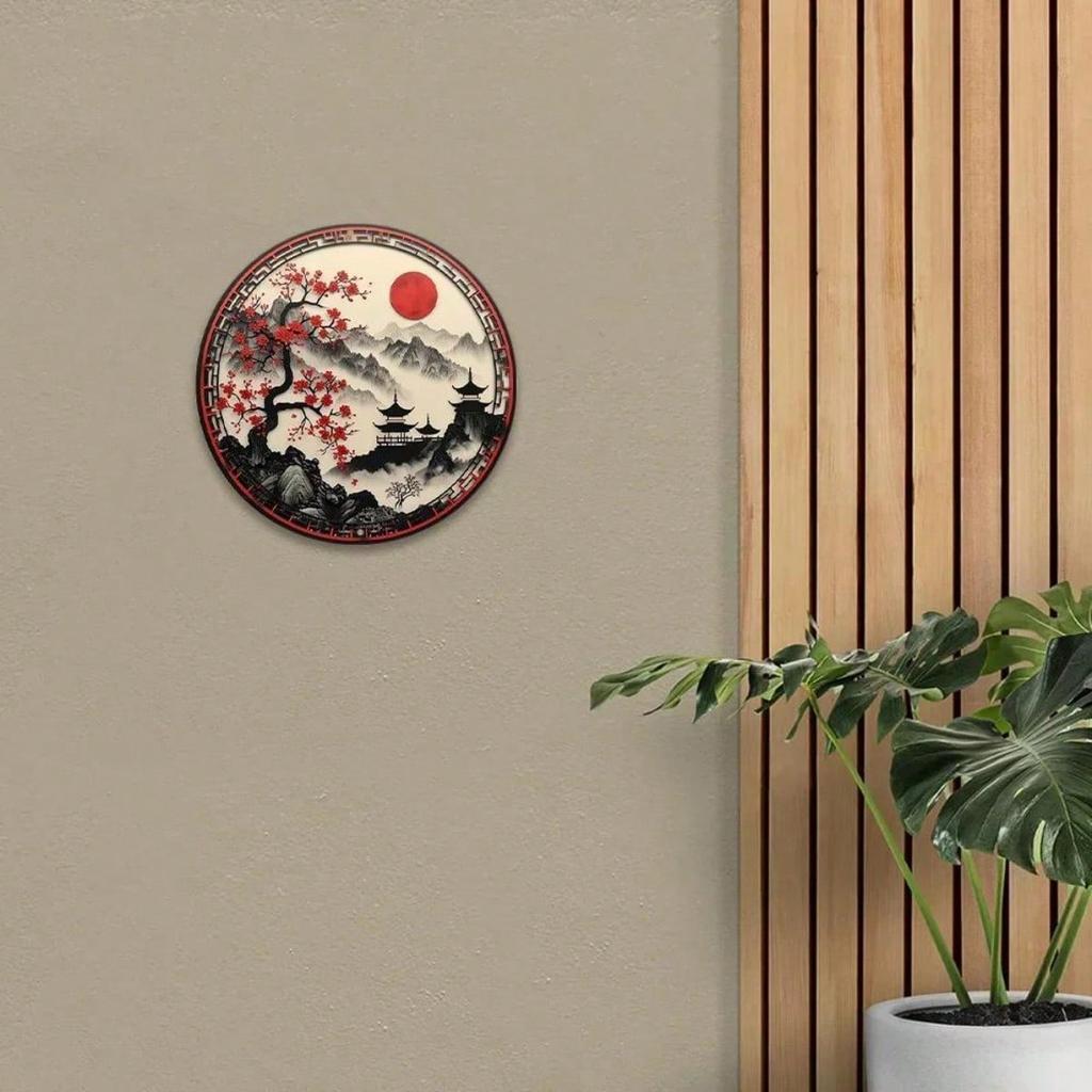 8x8 Inch Cherry Blossom Aluminum Wall Sign, Faux Laser Cut Home Decor