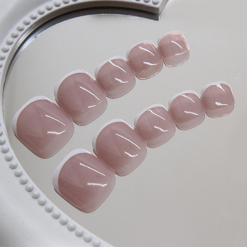 Nail art piece Simple French wearable nail removable toenail piece European and American toenail piece Atmospheric nail art patch