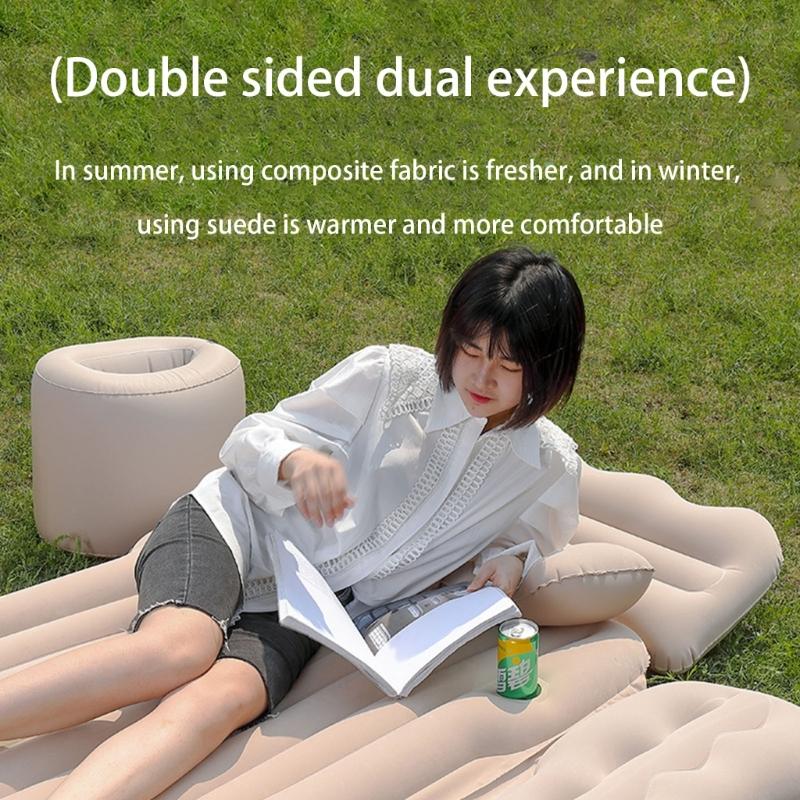 SUV Car Air Mattress For Rear Seating Section Including Integrated Drink Possessors And Cushions Strong Fabric 128x77cm
