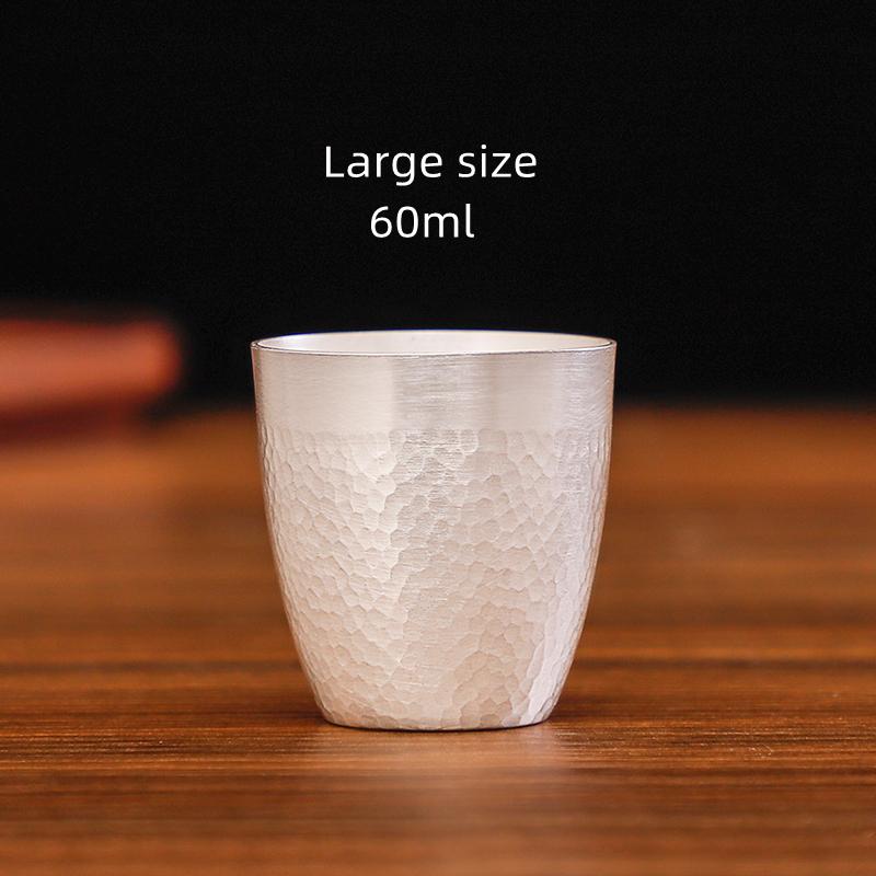 Sterling Silver 999 Wine Set Hand Hammered Small Silver Cup 1 Two Baijiu Cups Silver Wine Cups Sterling Silver Baijiu Cups