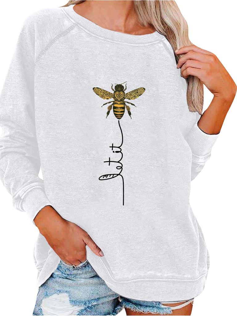 Women's Pullover Sweatshirt Oversized Sweatshirt Women's Spring/Fall Fashion Bee Print Top