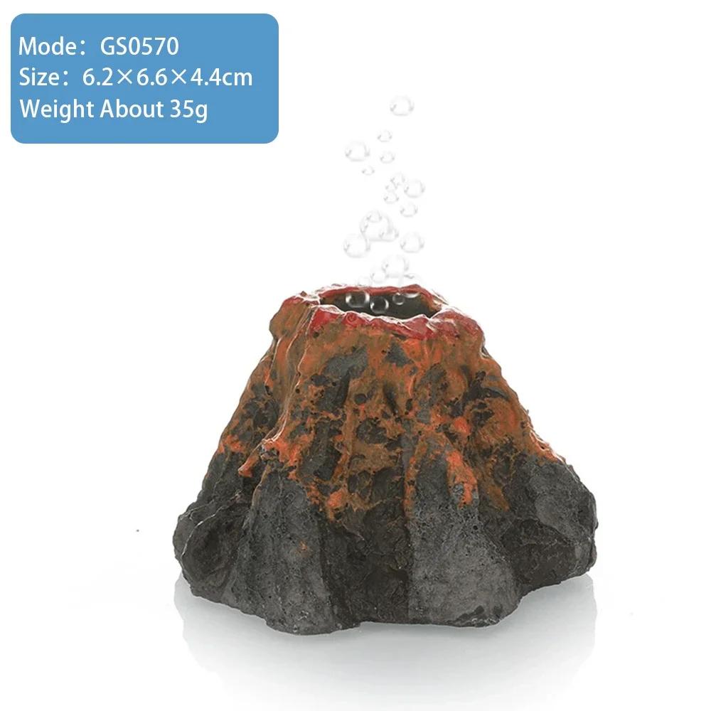 Fish Tank Decoration Resin Simulated Volcano Landscaping Aquarium Air Bubble Stone Oxygen Pump Decoration Artificial Ornaments