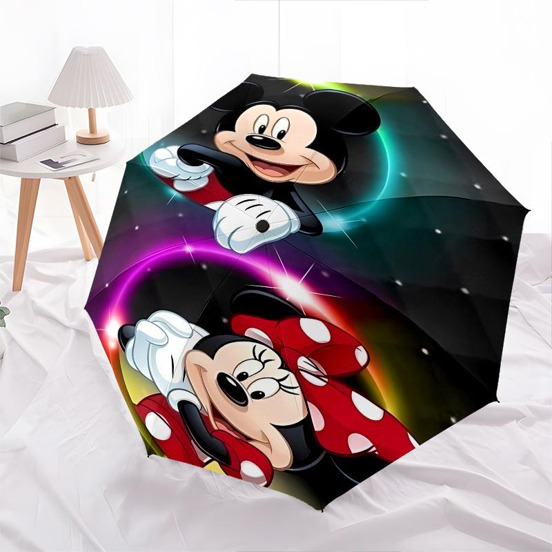 Mickey Mouse,Minnie Mouse Automatic Umbrella - Tri-fold Portable Umbrella, Best Holiday Gift for Men and Women, Durable Iron Frame, Playful