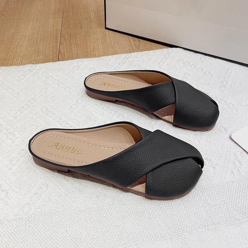 

Fashion New Summer Versatile Women s Slippers Half-Dragged Weed Soft Sole Comfortable Outdoor Wear Non-slip Baotou Slippery Sandals 35