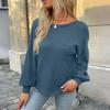 Women's Casual Fashion Long Sleeve Open Back Round Neck Top
