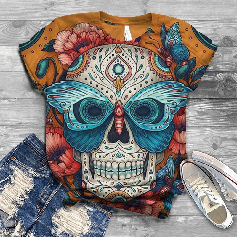 Uformell Kortermet Trykket Moteriktig Oversized 3D Topp Mønster T-skjorte for Menn Komfortabel Sommer Rund Hals