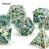 7 Pcs Silver Green Octopus Metal Dice Hollow Metal Polyhedral Dice Set Suitable for Role-Playing RPG  Board Game Card Game