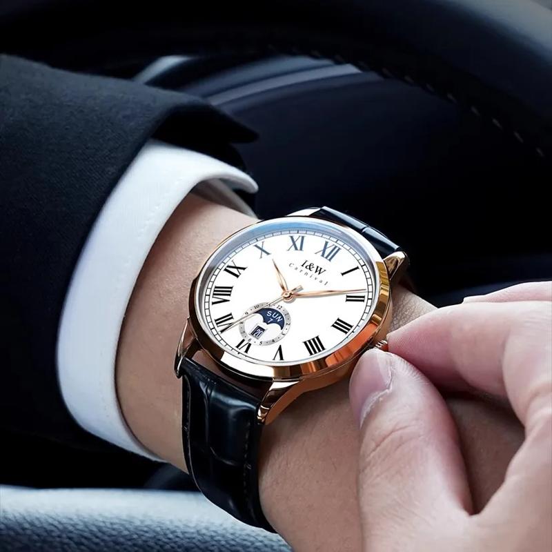 IW Automatic Mechanical Watches MIYOTA Movement Business Date Man Watch Leather Strap Waterproof Sapphire Mirror