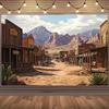Pianta 2D - Uno sfondo a pianta 2D raffigurante una città western con montagne desertiche sullo sfondo.