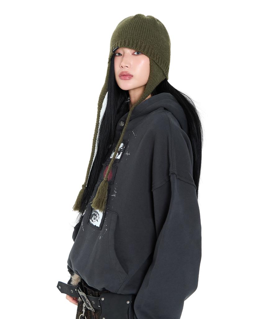 AAKAM Knitted Earflap Beanie (Khaki)