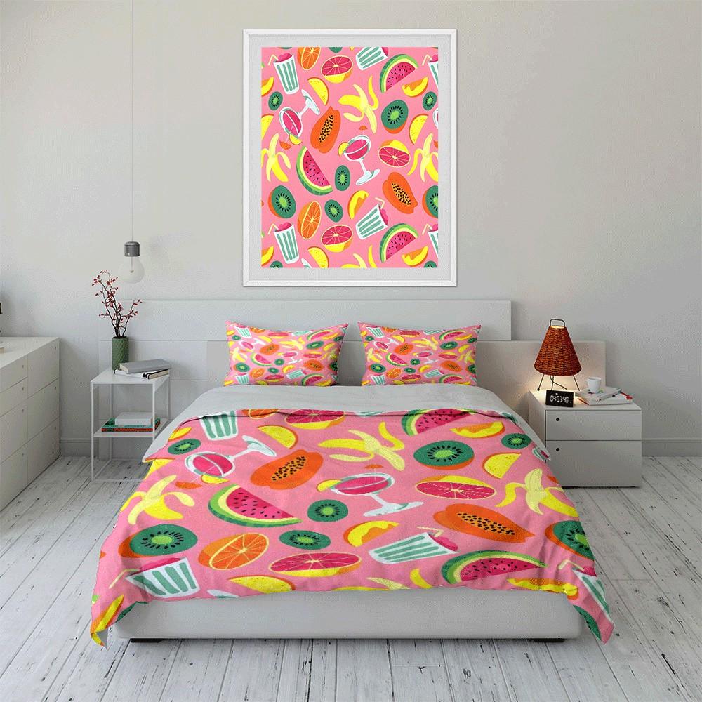 Tropical Fruits Summer Party Set Exquisite three-piece bedding set gift for kids and adults