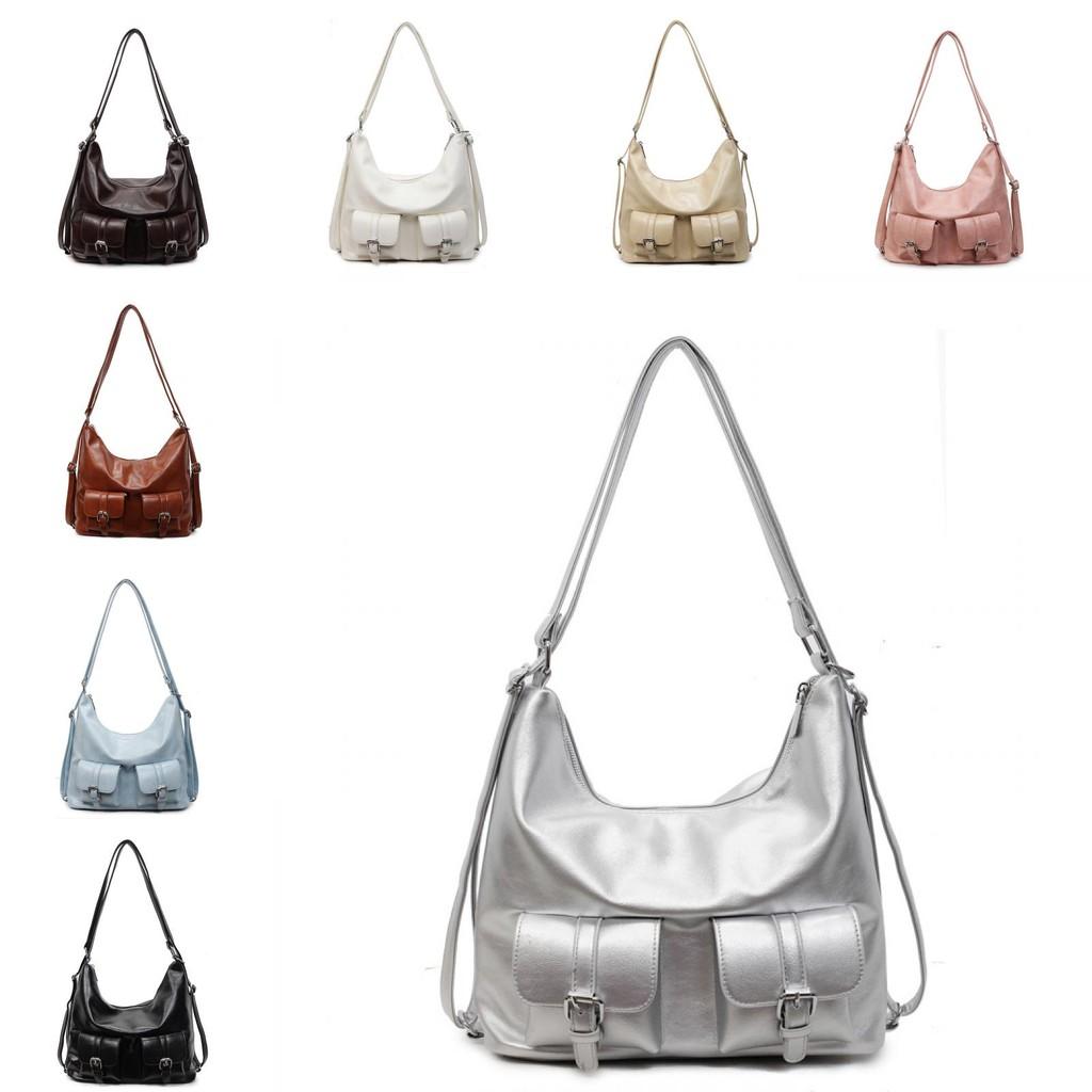 Multi Pocket Solid Color Handbag Single Shoulder Underarm Bag Backpack Fashion