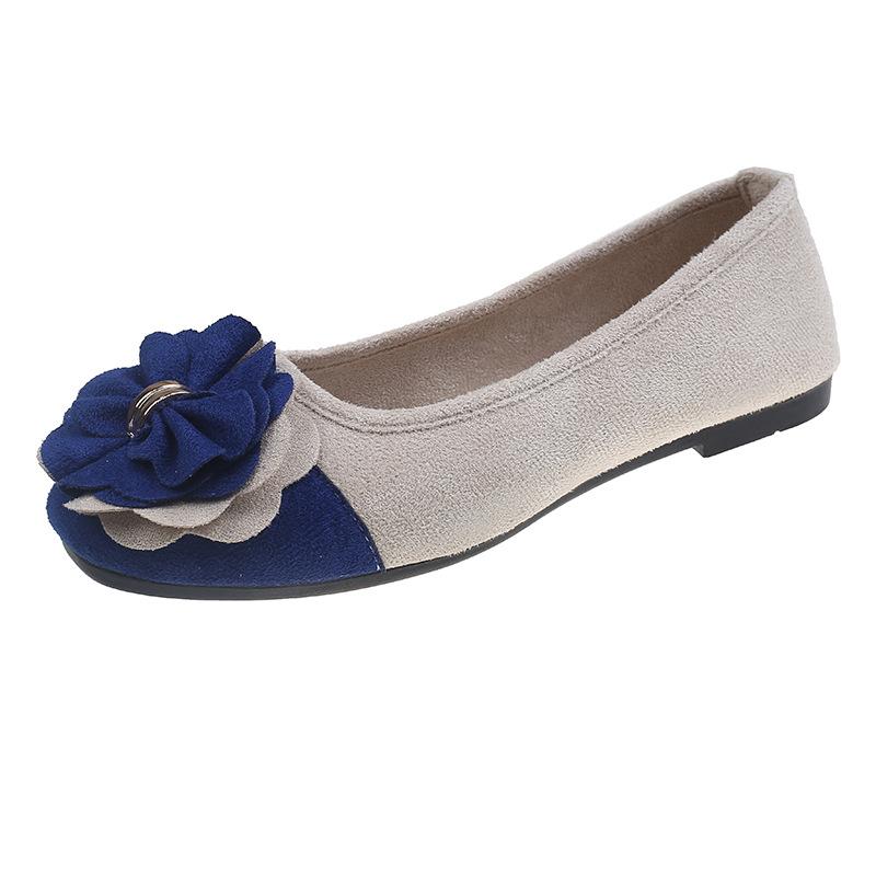 Women's Plus Size Bow Flower Color-block Square-toe Flat Shoes