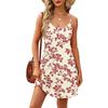 Fashion Women Summer Dress Vintage Floral Print Adjustable Spaghetti Straps Beach Vacation Casual Dress With Pockets