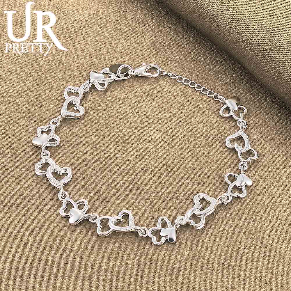 925 Sterling Silver Heart-shaped AAA Zircon Bracelet Fashionable Wedding Jewelry