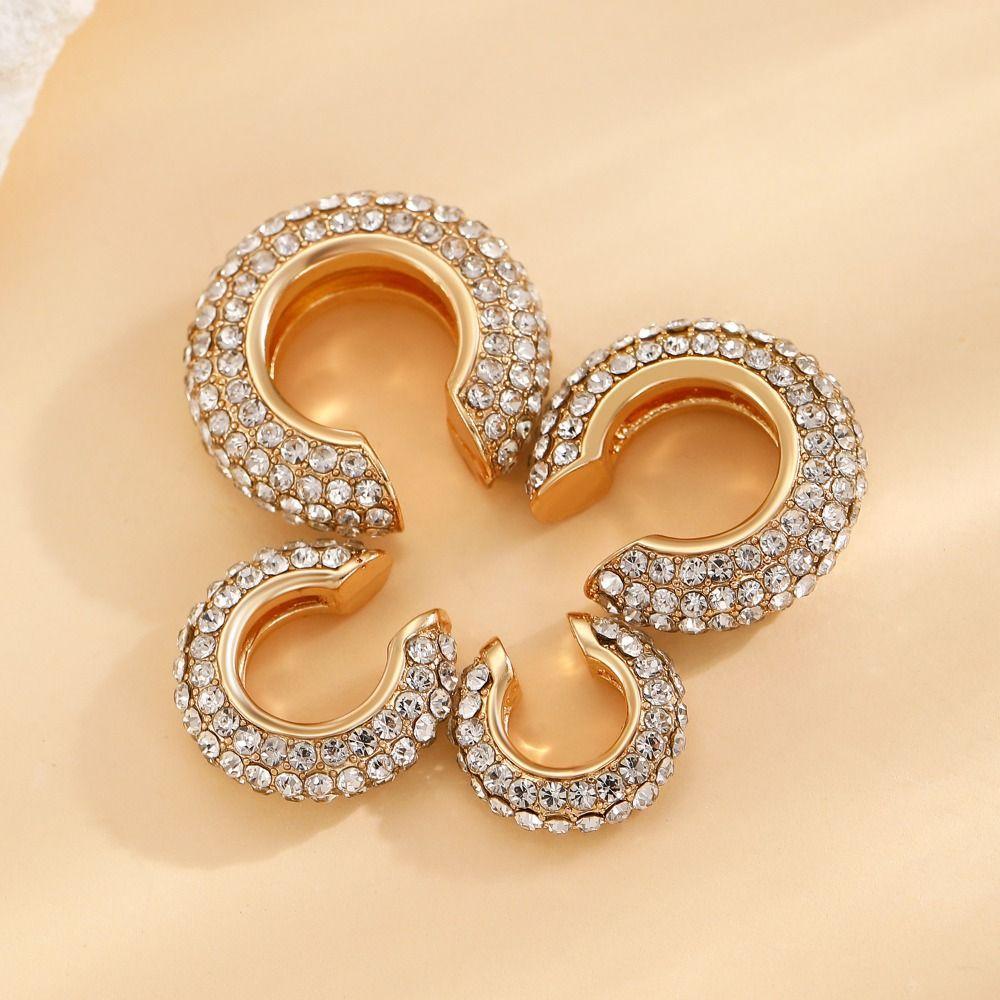 Copper C Shape Ear Cuff Crystal Gold Jewelry Punk No Piercing Earrings  Women