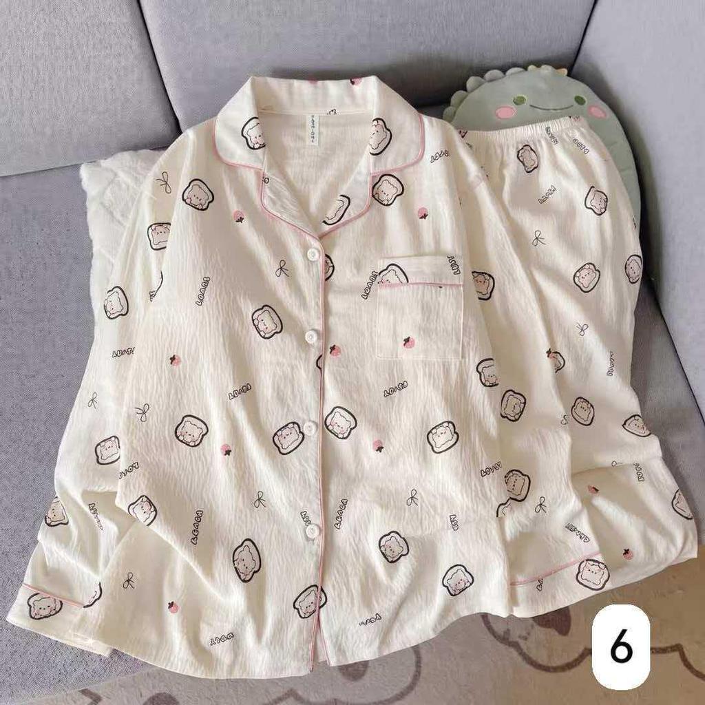 Women's Cloud Cotton Long Sleeve Pajamas - Sweet Cartoon Design for Spring & Autumn, Versatile for Home or Out