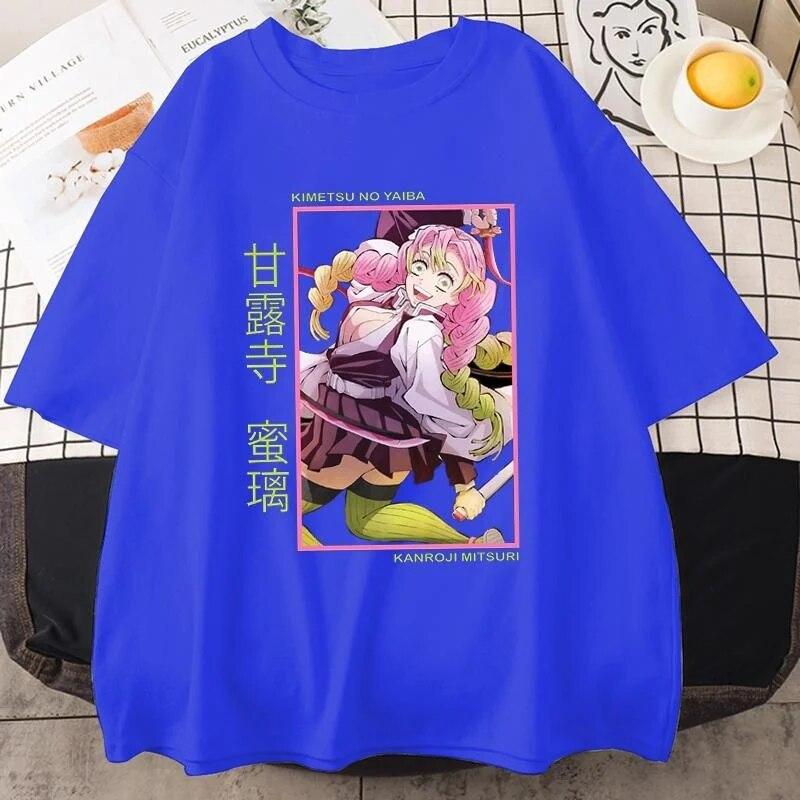 New Kanroji Mitsuri Graphic Print T Shirt Women Summer Casual Round Neck Cozy Short Sleeve Streetwear Fashion Anime Tees