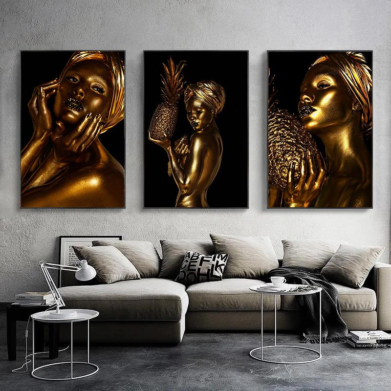 African Women Wall Art Posters and Prints Modern Canvas Painting Pictures for Living Room Home Decoration Gift