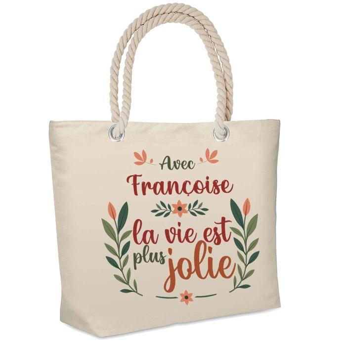 Sac cabas - PLANETEE - Françoise « la vie est plus jolie » - Jute - Imprimé en France - Grande contenance