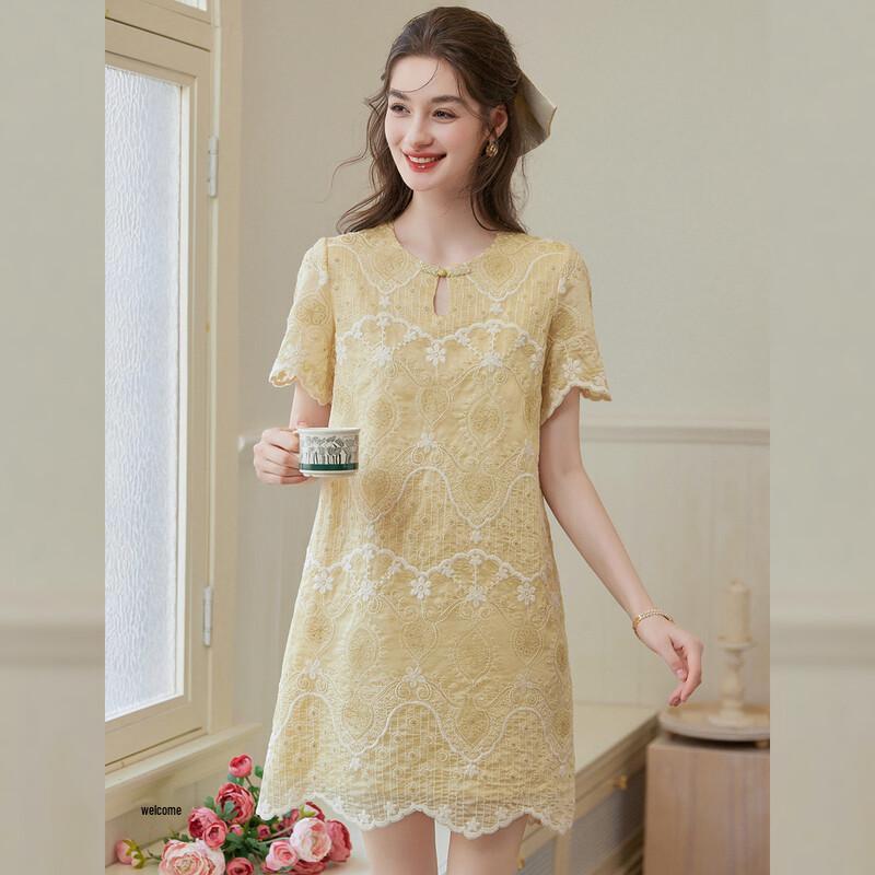 Bailuyu Women's New Chinese Style Embroidered A-Line Dress