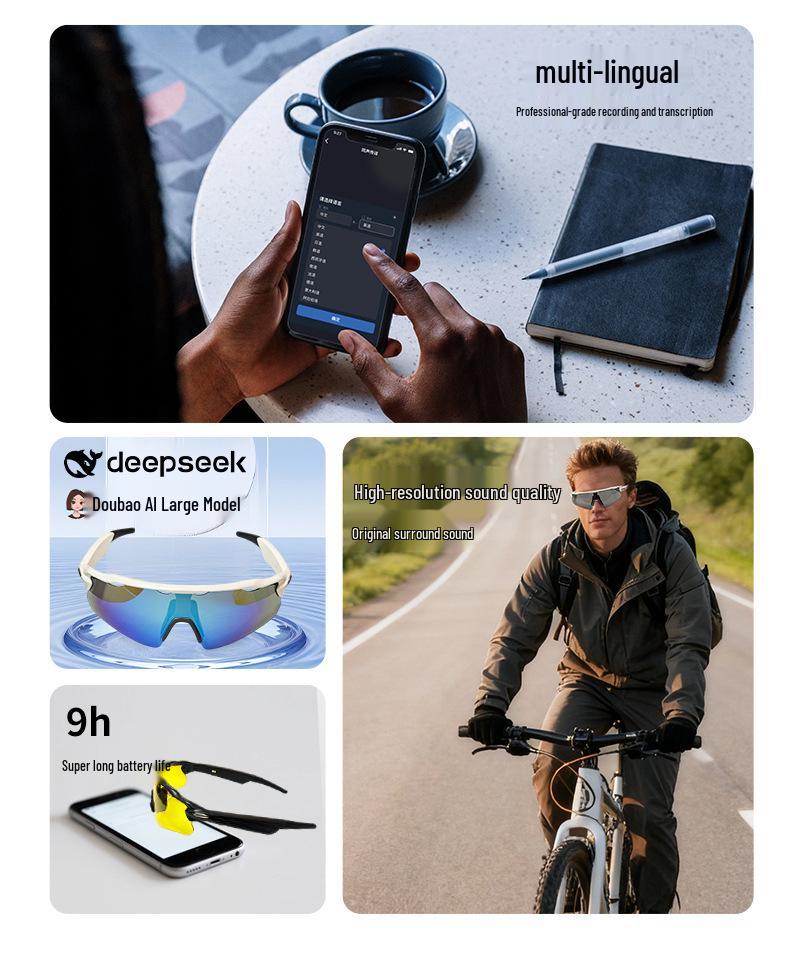 Smart Bluetooth Cycling Glasses with AI Voice Translation