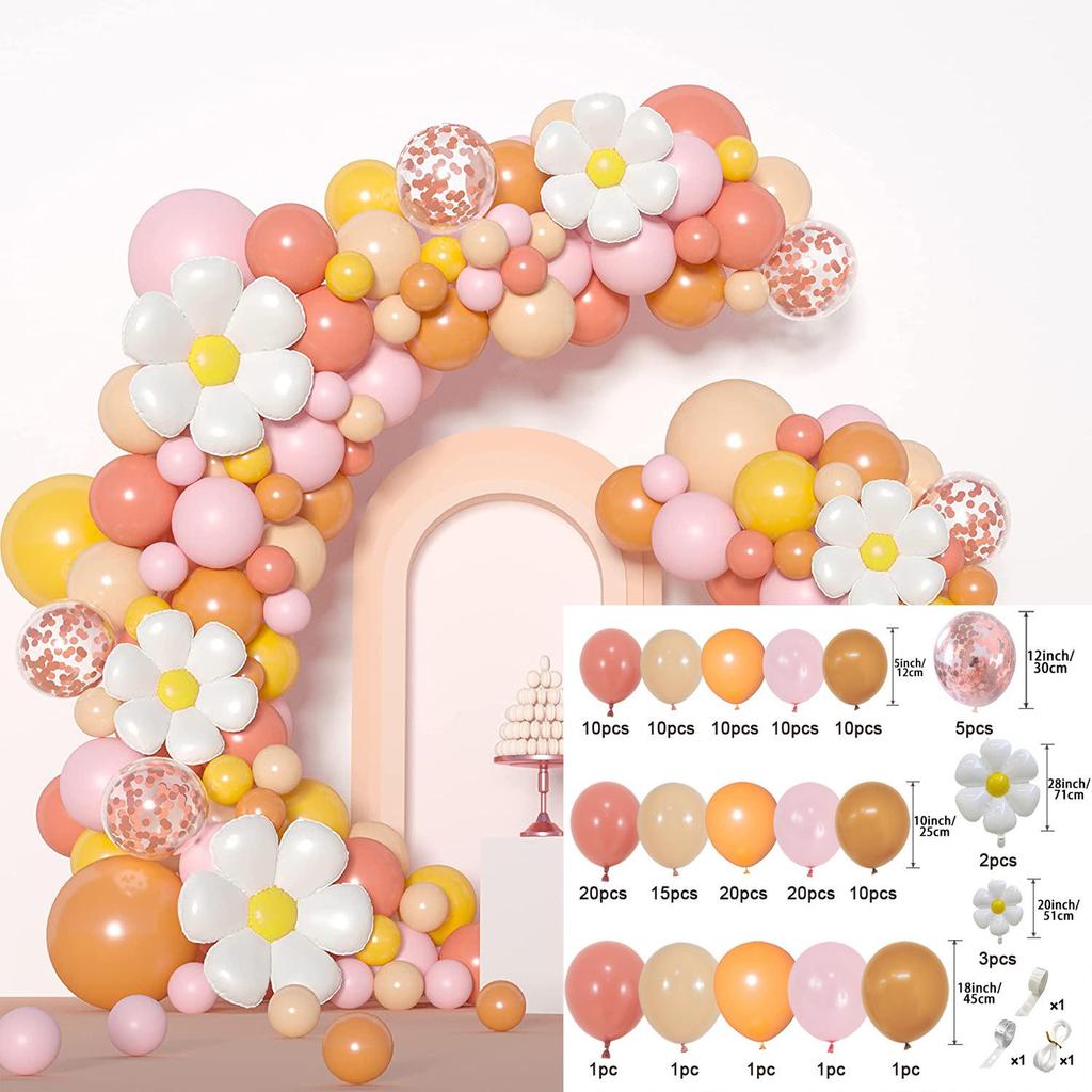 Daisy-Themed Pink & White Balloon Set for Weddings & Birthdays