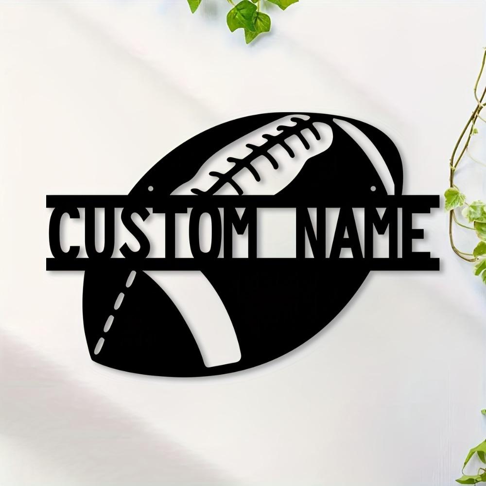 Metal Football Wall Art Custom Family Name Sign Sports Gift