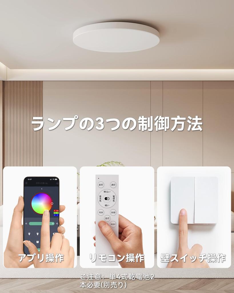 Coizabera LED Ceiling Light, 45W, 40cm Diameter, Dimmable, Color-Changing, Memory Timer, Miniature Bulb Night Light, 4900LM, LED Light, Electric,