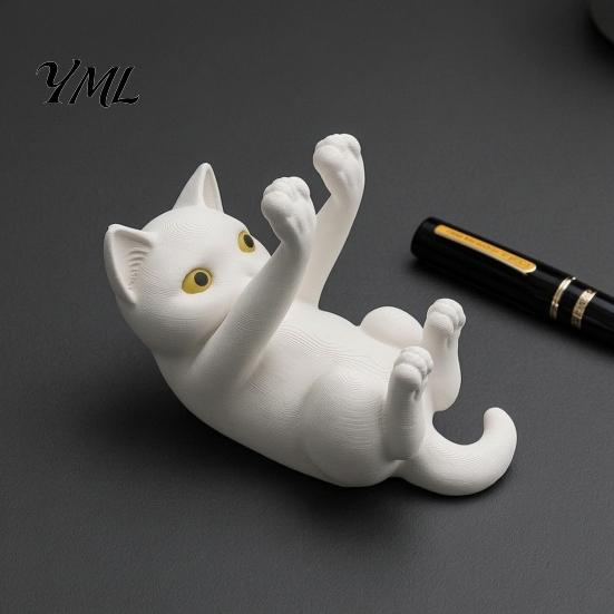 Universal Phone Stand 3D Printed Cat Holder, Lying Kitten Mobile Stand, Desktop Tablet Figurine for Home Office Desk Decor, Gift Lovers Cell