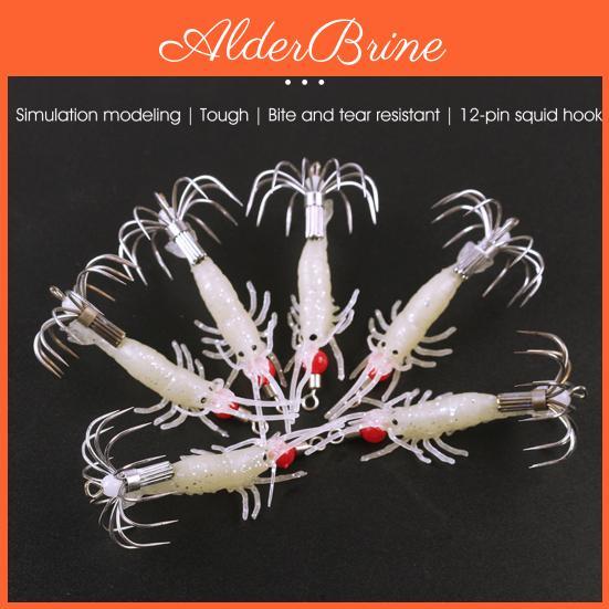 Hook Bait Lobster Metal Luminous Effect Soft Silicone Shrimps Squid Hook Jigging Fishing Lures Fishing Tackle
