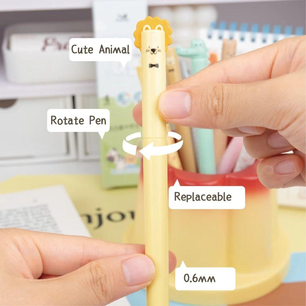 4PCS/Box 0.5mm Blue Ink Gel Pen Rotating Using Neutral Pen Cartoon Erasable Pen  Students