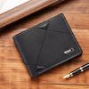 Men Wallet Faux Leather Geometric Pattern Thin Large Capacity Foldable Portable Multi Pockets Wear-resistant Solid Color Card Holder Changes