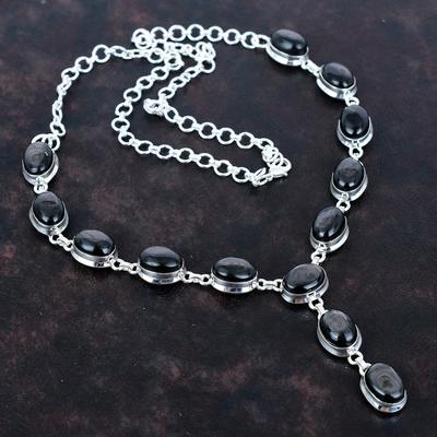 Hyperstheen ketting edelsteen handgemaakte sieraden 925 sterling zilveren ketting verstelbare ketting hyperstheen sieraden verlovingscadeaus